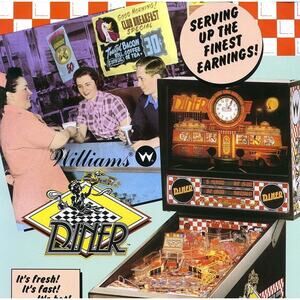 Diner Pinball FLYER 1990 Original Unused Vintage Promo Artwork Retro Pop Shop